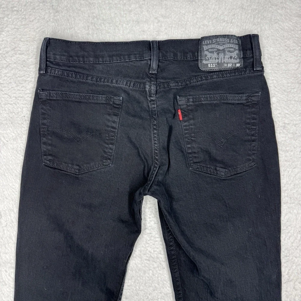 Levi's 511 Jeans Black Denim Slim Fit Straight Leg Stretch 5-Pocket Men's 32x30